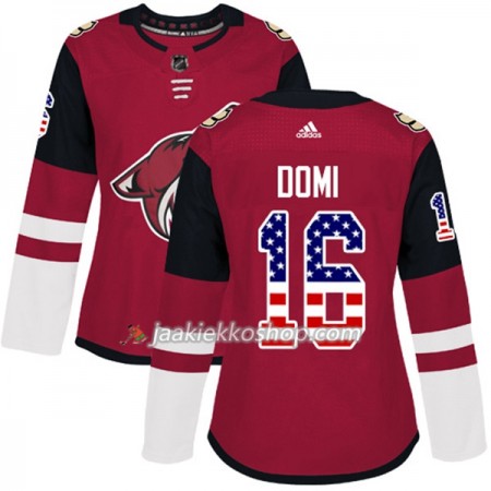Nainen NHL Arizona Coyotes Pelipaita Max Domi 16 Adidas 2017-2018 Punainen USA Flag Fashion Authentic